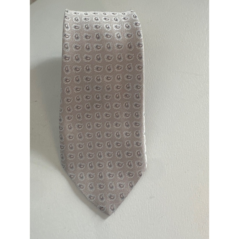 Paco Rabanne Paris Mens Silver Grey Paisley Italian Fabricā Necktie Tie